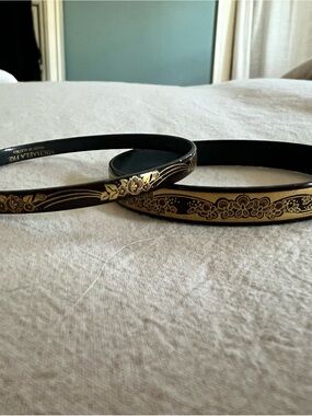 Michaela Frey Brown and Gold Floral enamel bangles - Set of 2